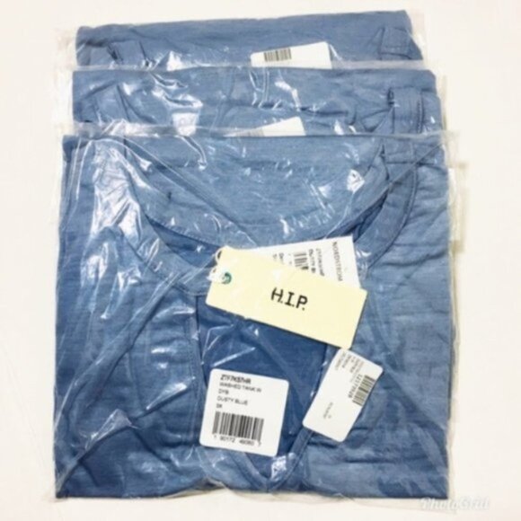 H.I.P. Womens Blue Keyhole Sleeveless Jersey Knit Tank Top Plus Sz 3X New - Picture 4 of 5